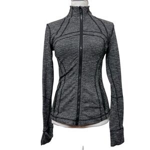Lululemon Define Jacket Size 6 Black Heathered Luon Variegated Knit Thumbholes
